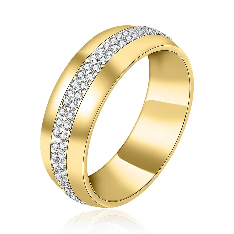 

Apexelle Brand Exquisite Jewelry Stainless Steel Rings Zircon Inlaid Ring Polished Design Daily Wear Fine Jewelry