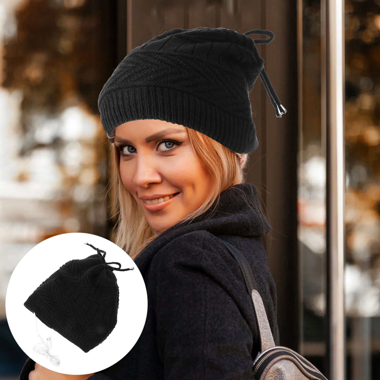 

USB Heating Cap Hats Outdoor Warm Keeping Autumn And Plush Multi-use Knitting