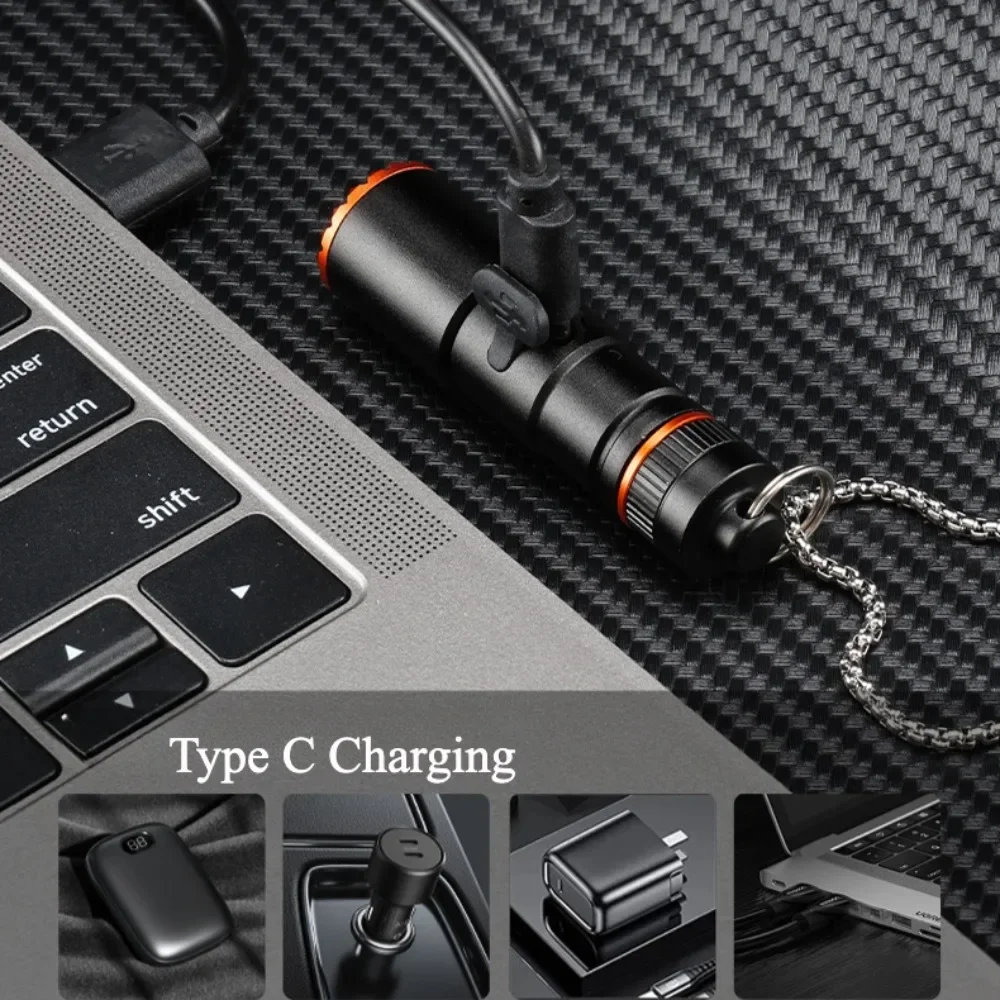 مصباح يدوي LED صغير محمول USB قابل لإعادة الشحن مع مشبك مصباح جيب مغناطيسي للتخييم والمشي لمسافات طويلة في حالات الطوارئ