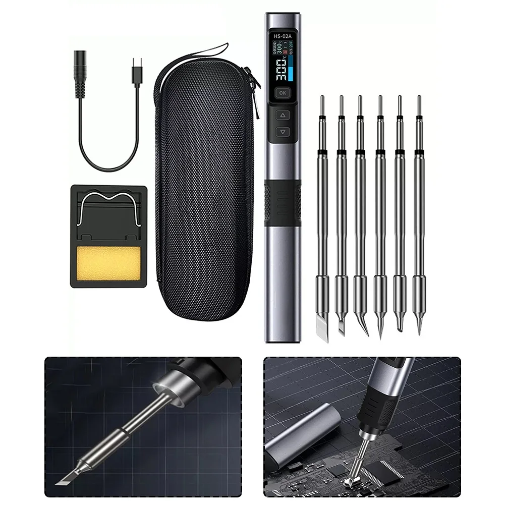 

DC9-24V Soldering Iron For FNIRSI HS02A Smart Electric Soldering Iron PD 100W Constant Temperature Kits 100-450℃ Home DIY