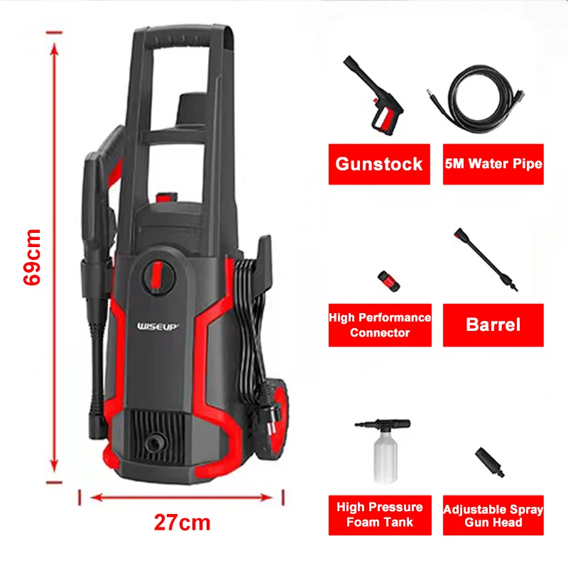 1400W High Pressure Car Washer Electric Pressure Cleaner Portable Washing Machine Adjustable Spray Nozzle Water Gun Clean Tools