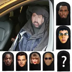 Customized Spoof Car Seat Cover Masked Mesh Mask Headrest Cover Decor Halloween Cosplay Car Anti-theft Warning Accessories