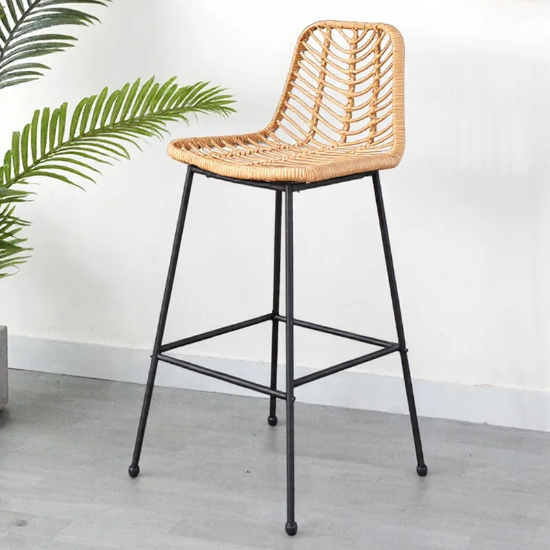 

Creative rattan chair high-end high stool outdoor villa open-air bar table chair homestay rattan back chair rope