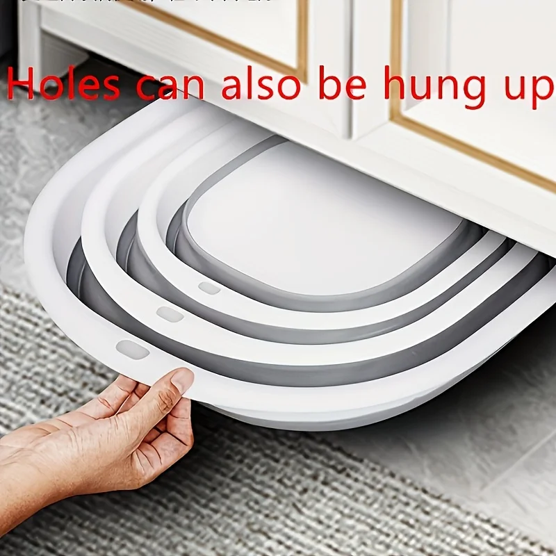 Lavabo de baño plegable de tres piezas, lavabo de plástico multiusos, para lavarse la cara