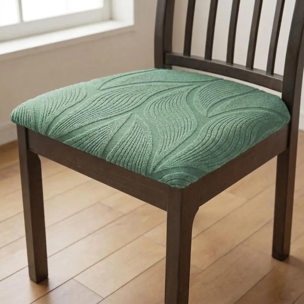 Solid Color Stretch Chair Seat Cover Elastic Dust-Proof Dining Chair Protector Anti-Slip Jacquard Chair Cushion Cover Office