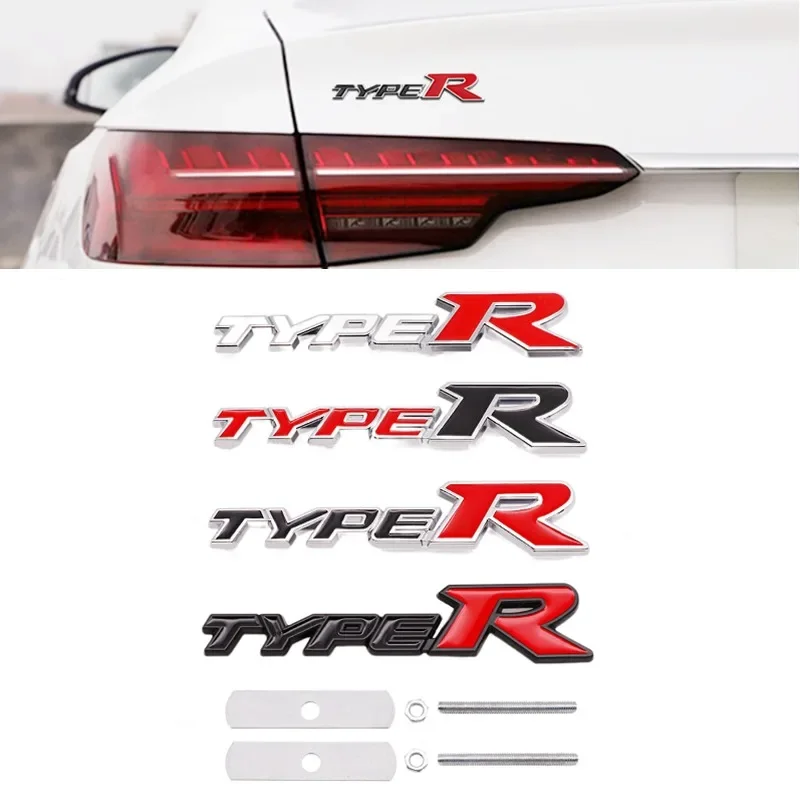 3D Metal Type R Front Grill Rear Trunk Emblem Badge Sticker Decal For Honda Civic TyperR CRV HRV Accord Fit Car Accessories