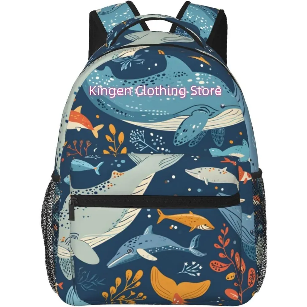 Cartoon Cute Whale Lightweight Laptop Backpack Lightweight Multipurpose Travel Casual Daypack Unisex College Backapcks for Men