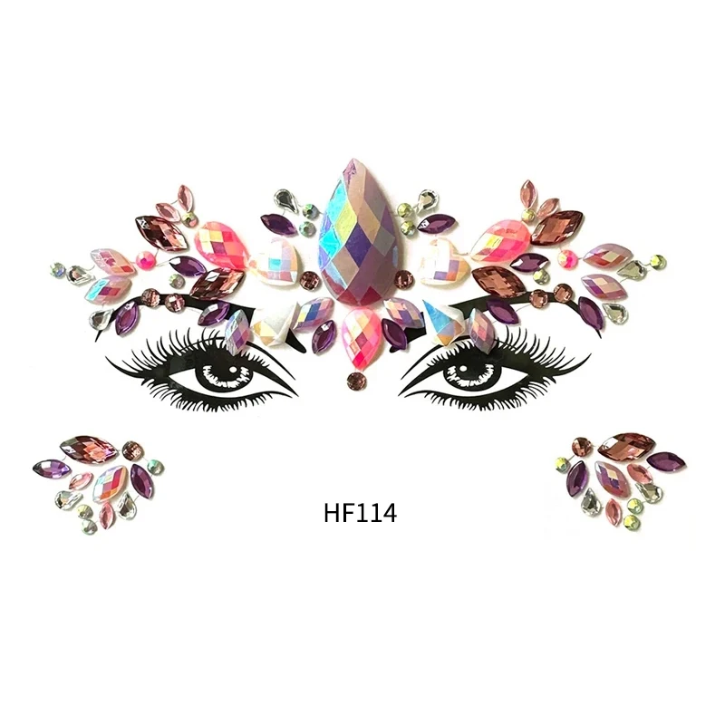 3D Sexy Face Tattoo Stickers Face Decoration Temporary Tattoo Glitter Fake Tattoo Rhinestones Woman Party Face Eyes Jewels Tatoo