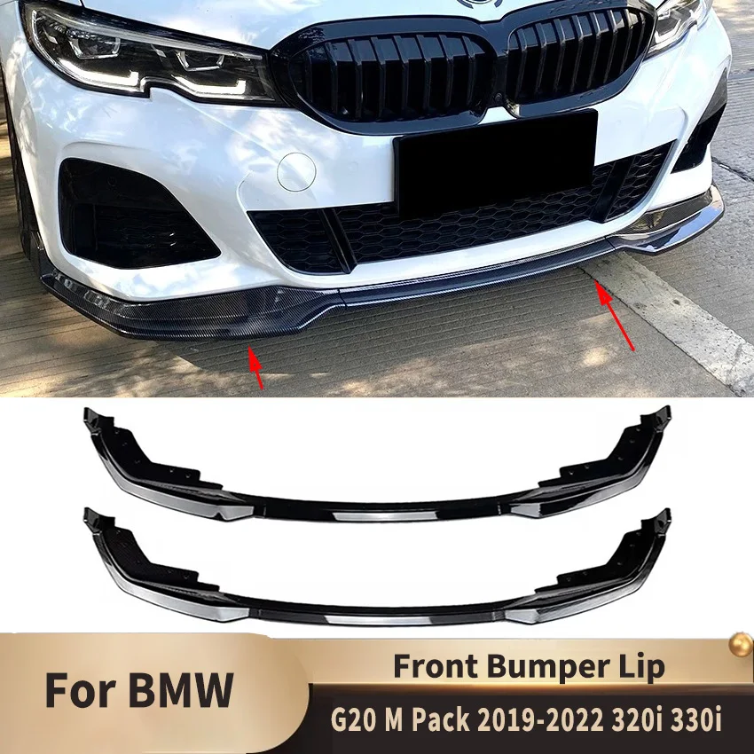 For BMW 3 Series G20 M Pack 2019-2022 320i 330i MP Car Front Bumper Lip Spoiler Body Kit Splitter Bumper Canard Lip Accessories