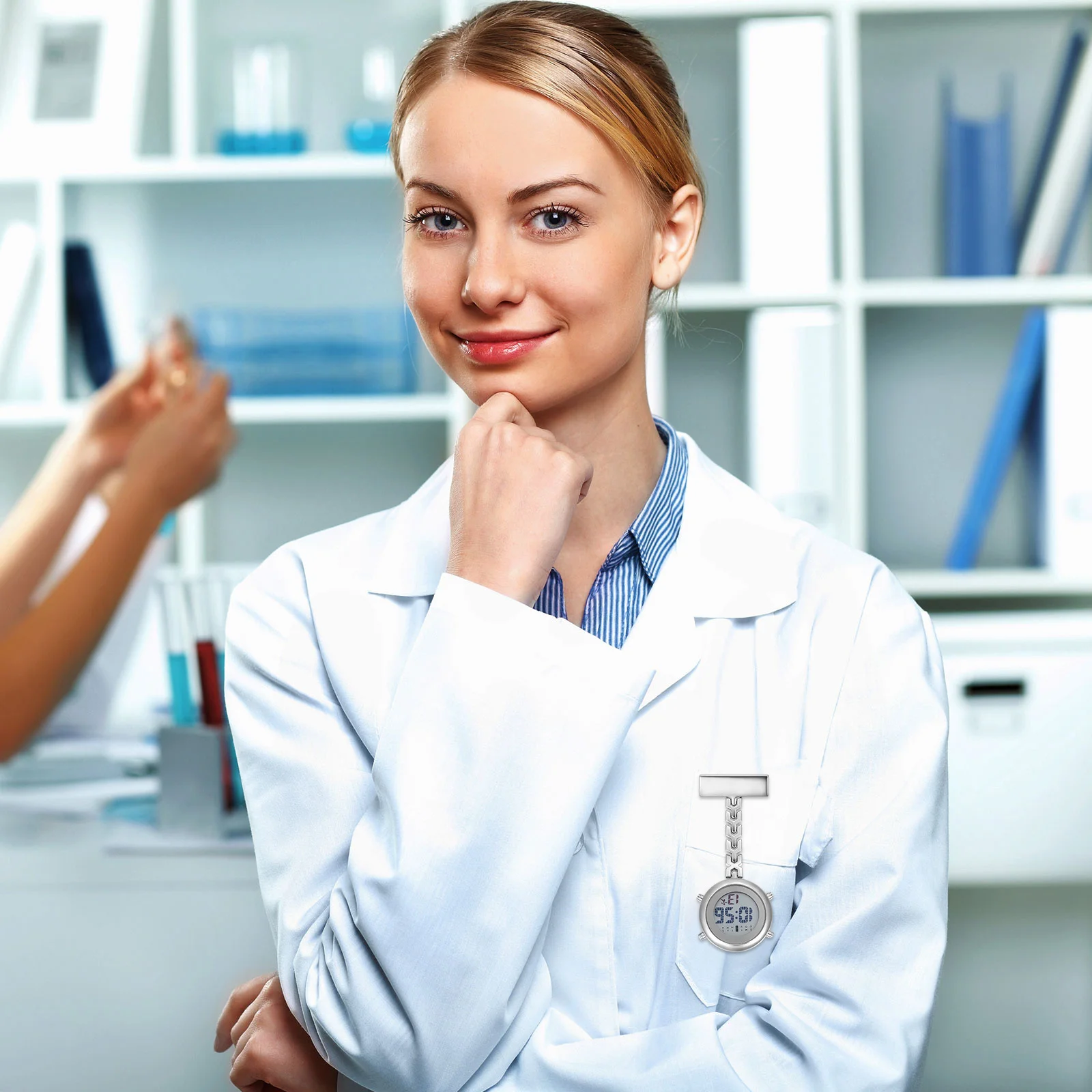 2 قطعة ساعات ممرضة كليب على متعددة الوظائف المحمولة ساعة الجيب للأطباء النساء جولة معلقة قلادة التمريض العمل #6