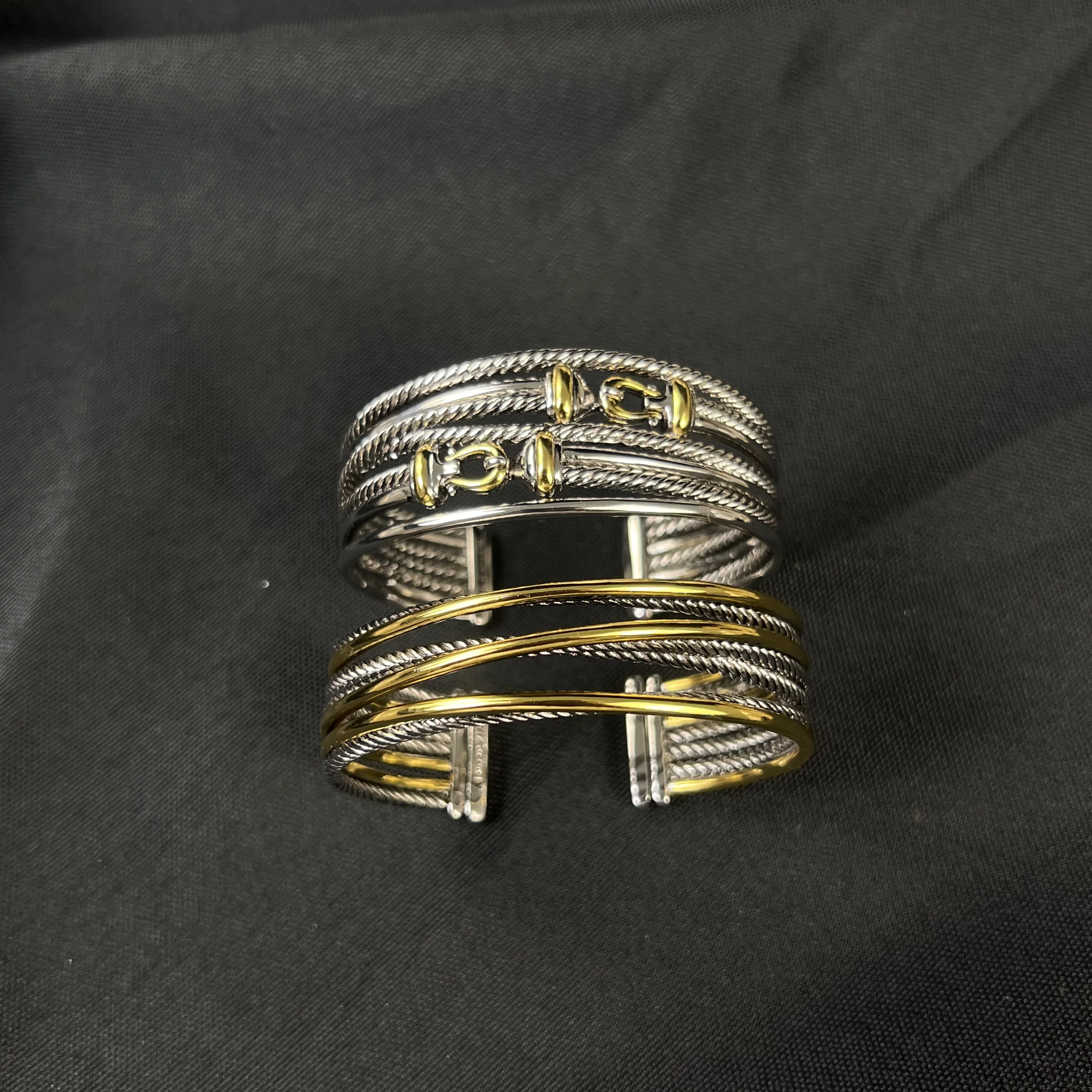 

S925 серебро новый 22 мм двухцветный браслет-крючок нейтральный модный тренд ретро классика простая индивидуальность роскошные ювелирные изделия