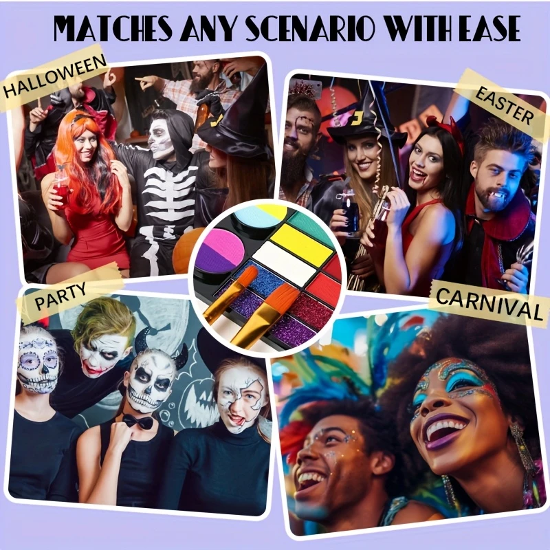لوحة ألوان طلاء الوجه الفلورسنت مكونة من 44 لونًا - مجموعة لوحة طلاء الوجه والجسم المائية غير اللامعة واللامعة للمهرجانات #5