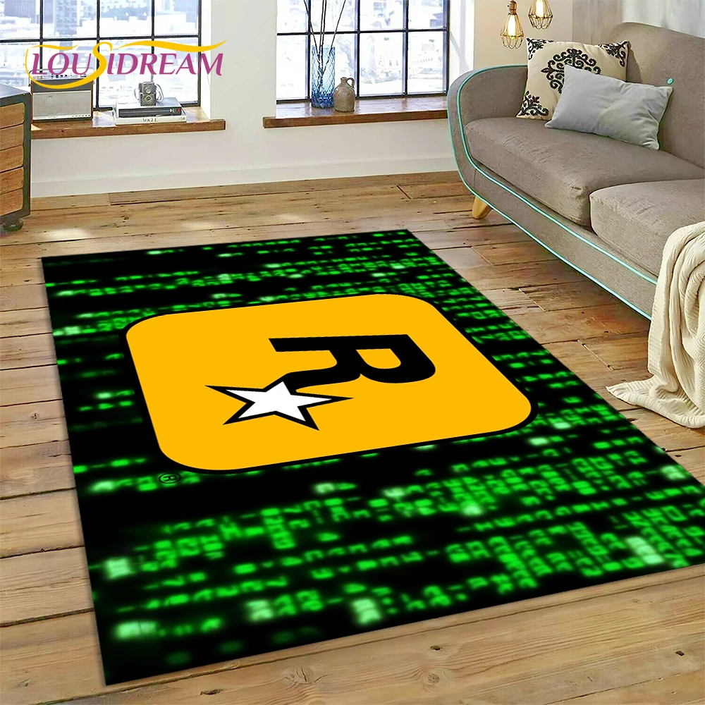 3D Rockstar Games Logo Gamer Carpet Rug for Bedroom Living Room Home Sofa Decoration,Children Play Large Decor Floor Mat Gift