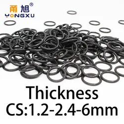 O-ring thickness 1.2/2.4/6mm CS NBR Nitrile sealing temperature resistant gasket rubber ring complete in specifications.-.