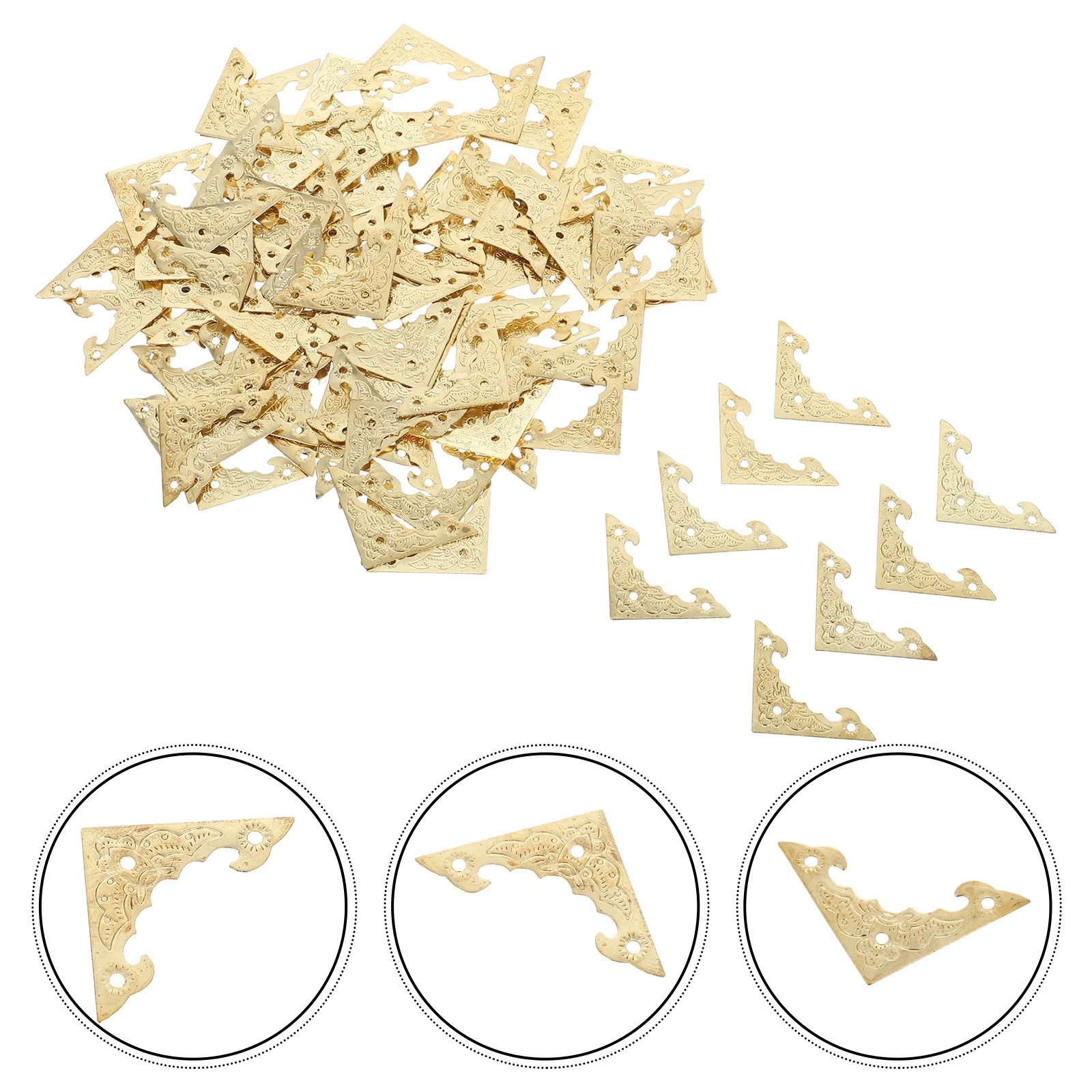 

100Pcs Vintage Metal Corner Guards Iron Decorative Protectors for Wooden Boxes Jewelry Furniture Cabinet Edges