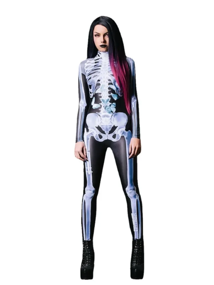 

3D Skeleton jumpsuit For Men Women Cosplay Costume Halloween See-through Skeleton Bodysuits Halloween Party dress up Outfit