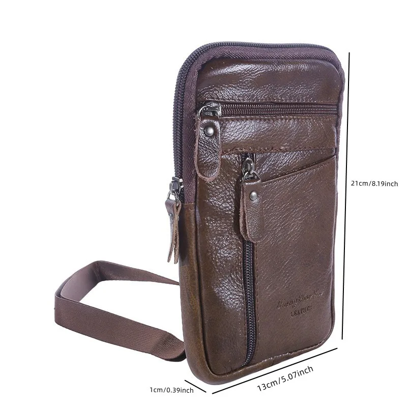 Men'S Shoulder Bag Multi-Function Leather Messenger Bag Casual Crossbody Bags High Quality Male Purse Phone Men'S Chest Pack