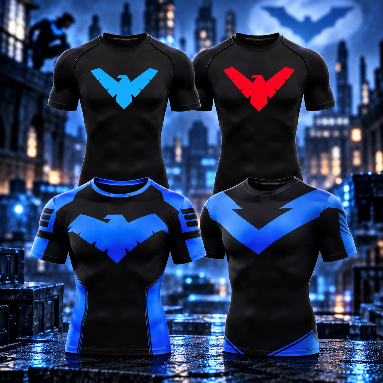 3D Nightwing Men TShirt Running Quick-Dry Shirts Men Compression T-Shirts Sportswear Gym Boxing Training Sports Tops streetwear
