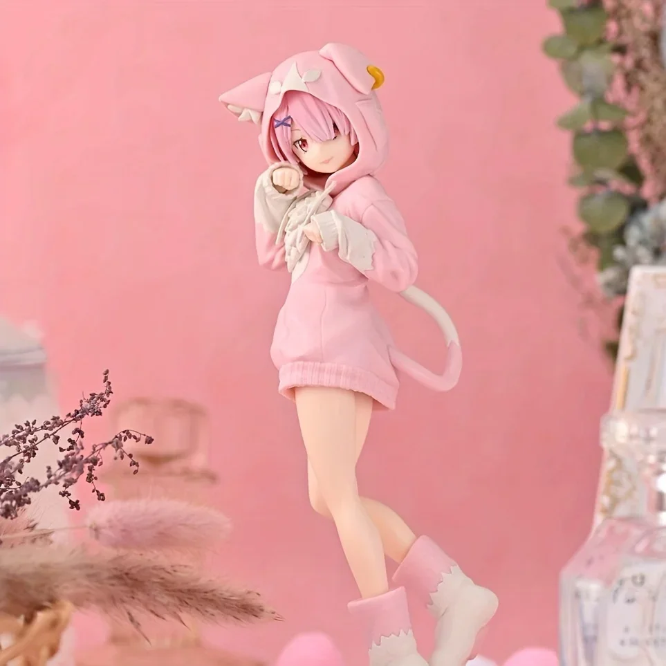 Anime re: a vida em um mundo diferente do zero kawaii rem figura ram pvc modelo emilia estatueta hobbies brinquedos para presente de aniversário