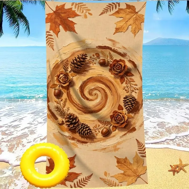 Autumn Yellow Leaves Tree Branch Print Beach Towel Soft Microfiber Quick Dry Lightweight Sand Free Blanket for Travel Pool Spa V