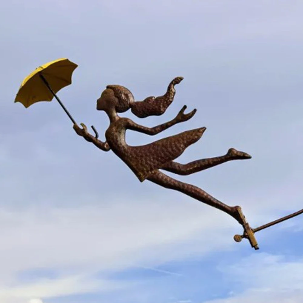 

Декоративные садовые металлические стойки-украшения в виде летающей девочки-воздушного змея для улицы, патио, клумб и газонов