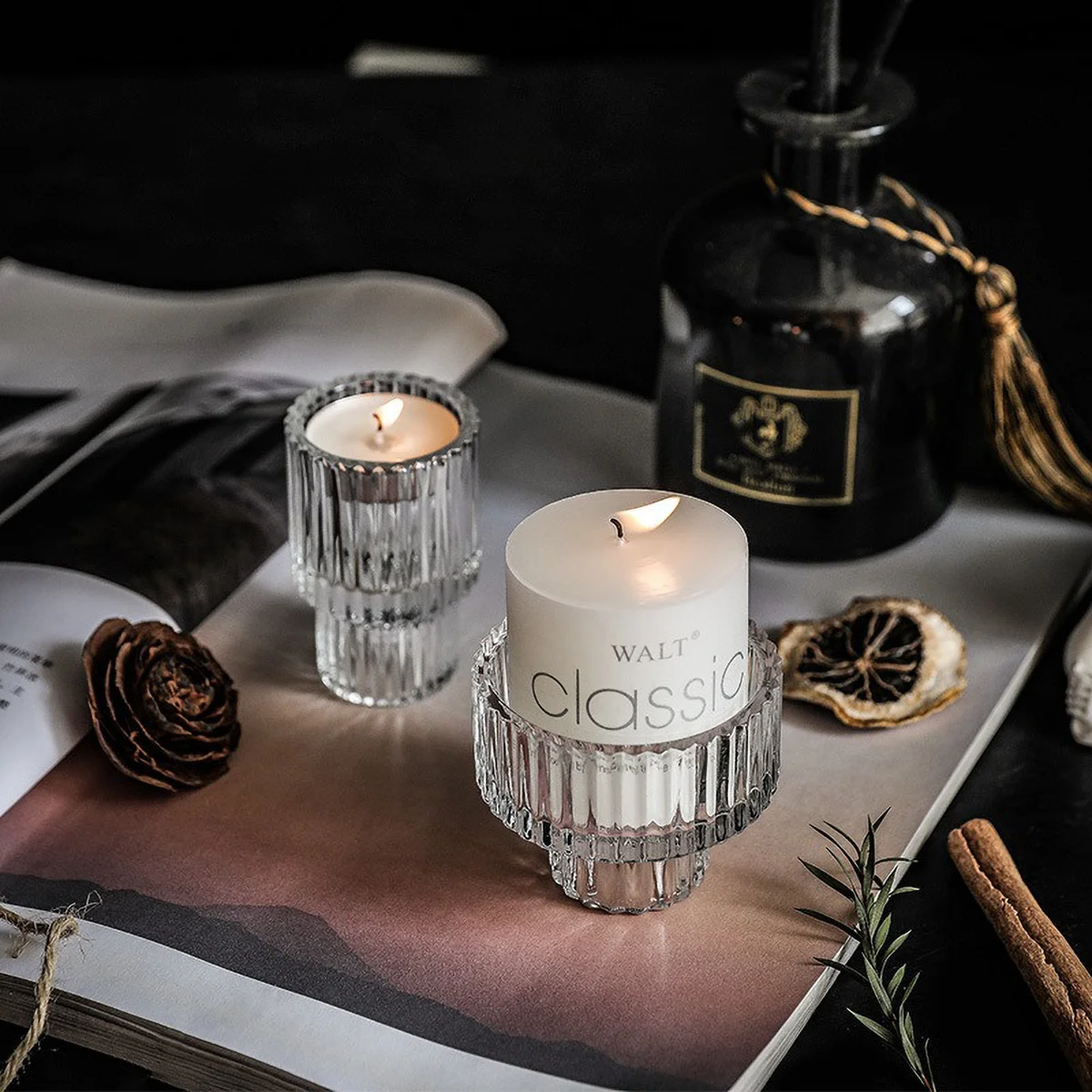 Clear Glass Pillar Tealight Holder 2