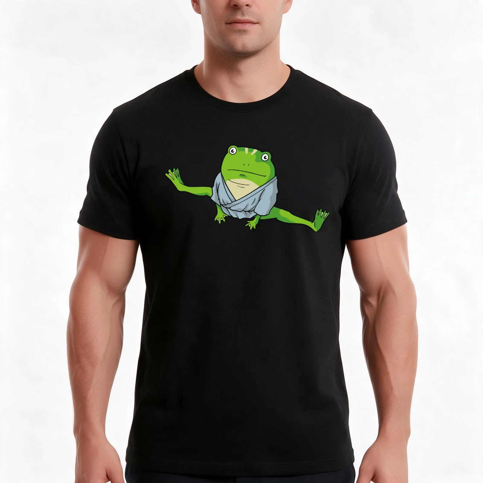 Froggy T-Shirt, Summer Casual Cotton Tee, Oversized Streetwear Tops, Vintage Graphic Print, Loose Fit Short Sleeve, 100% Cotton