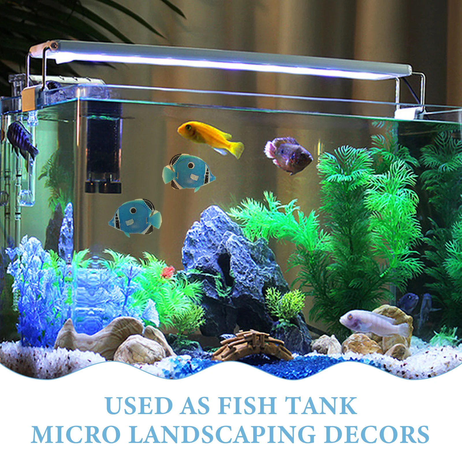 

8Pcs Simulated Fish Tank Ornament Floating Fake Fish Micro Landscape Decorations Aquarium Adornment Home Office