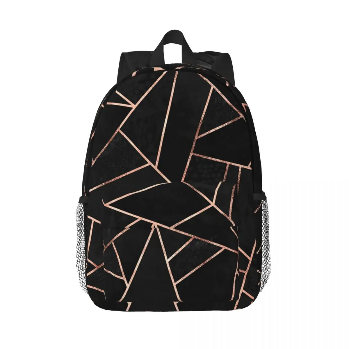 Black And Rose Gold Backpacks Teenager Bookbag Cartoon Students School Bags Laptop Rucksack Shoulder Bag Large Capacity