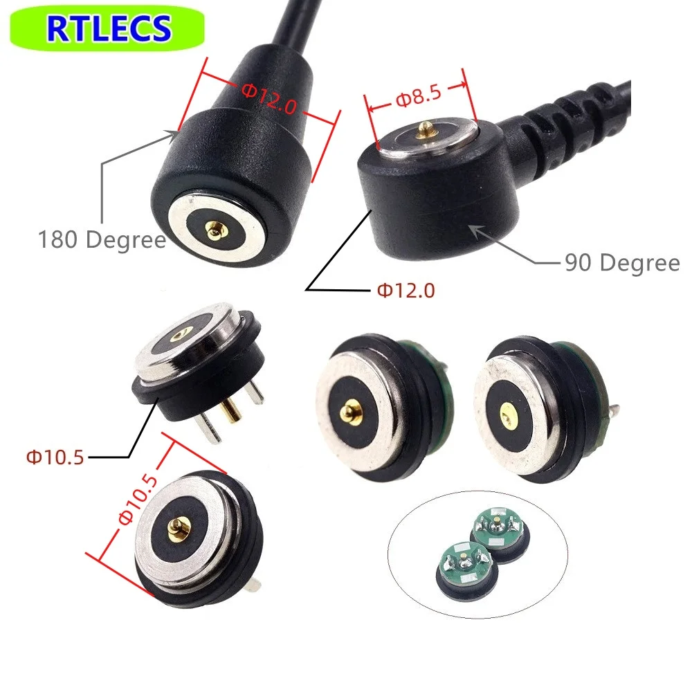 1 Piece Hight Current Pogo Pin Magnetic Connector Spring-Loaded Power Charge Waterproof IPX7 Contact Pad 3A 12V 8.5MM