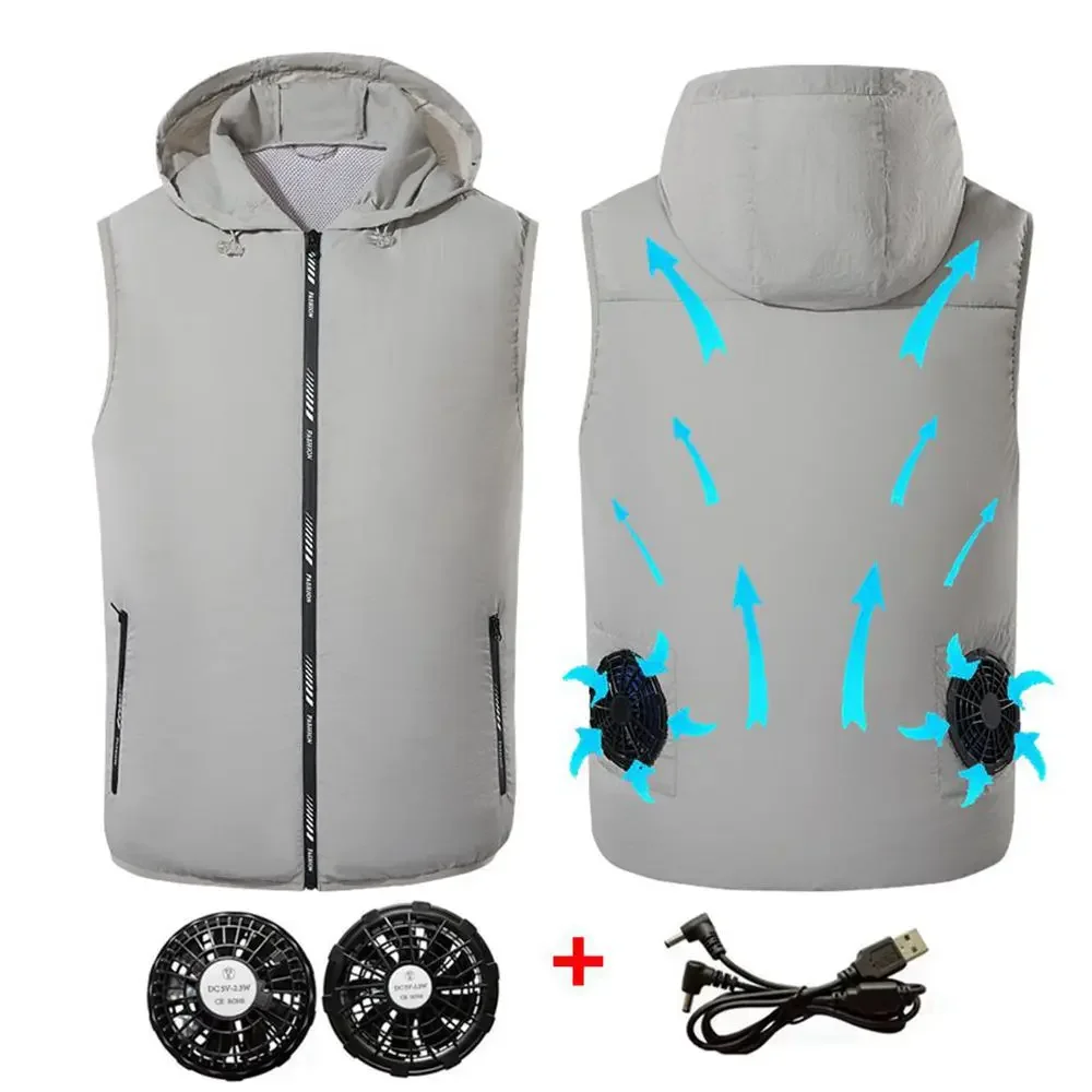 

Summer Sport Fan Air Condition Cool Man Woman Travel Ultralight Brand Outdoor Vest Clothes Jacket Sun Windbreaker Fishing Worker