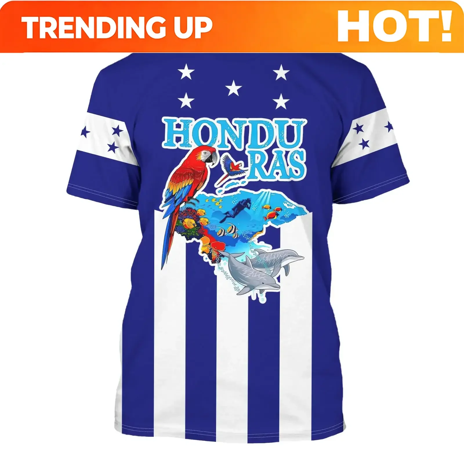 Customization Honduras Flag T Shirts Mens Clothing Novelty 3D Parrot Short Sleeved T-shirt Casual Tops Honduras Jersey Unisex Wo