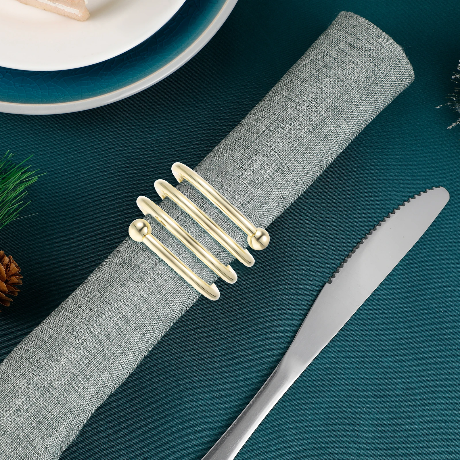 

6 Pcs Napkin Rings High Quality Materials Craftsmanship Gold Round Table Decor Holiday Gifts Clasps Christmas Bride