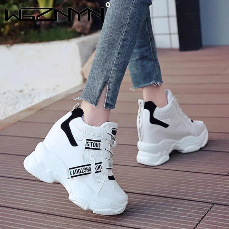 Hot Sales Trendy Shoes Women High Top Sneakers Women Platform Ankle Boots Basket Femme Chaussures Femmes Height Increase Sneaker