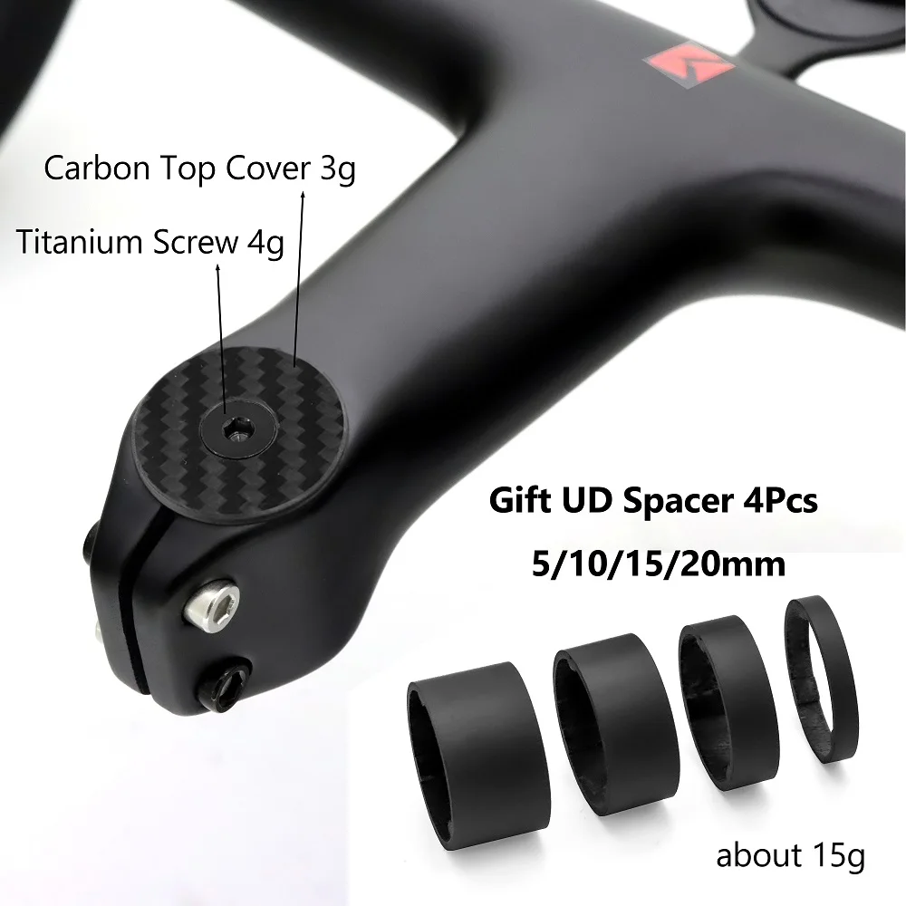KOCEVLO bicicleta de carretera ultraligera 230g vástago de fibra de carbono manillar de bicicleta integrado para 28,6mm con espaciadores mango de ciclismo