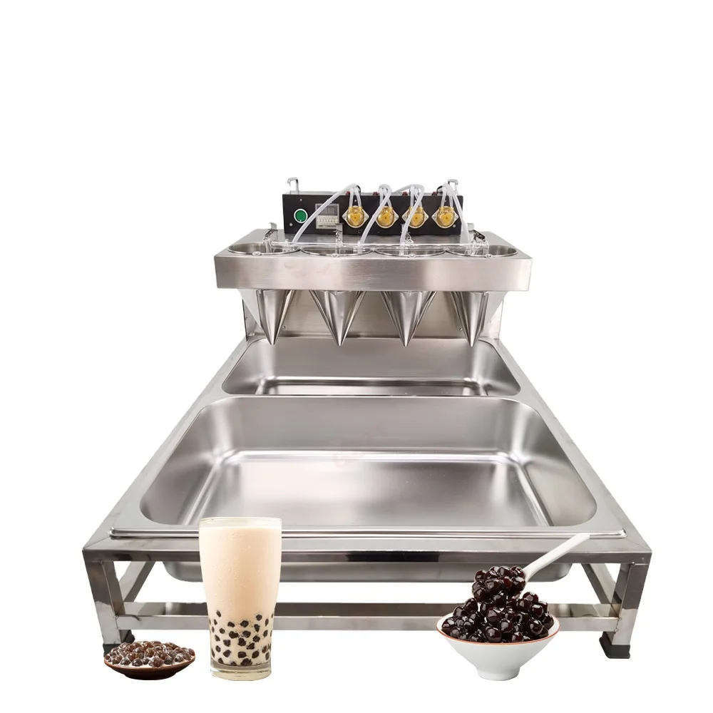 

Automatic 4 Hopper Big Boba Pearls Tapioca Ball Machine Little Boba Poping Machine Making Boba Jelly Balls for Milk Tea Shop