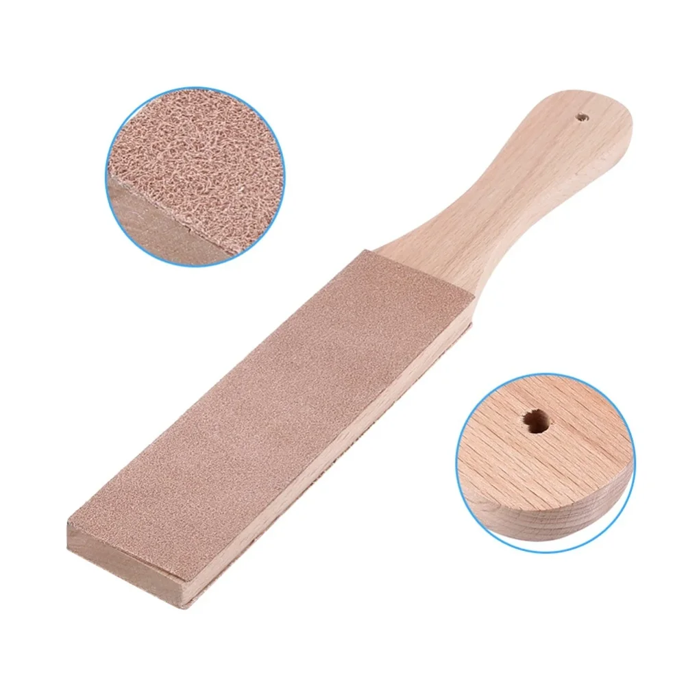 New Wooden Handle Leather Sharpening Strop Handmade Razor Polishing Board For Razor Knives Double Sided Home Sharpening Tool