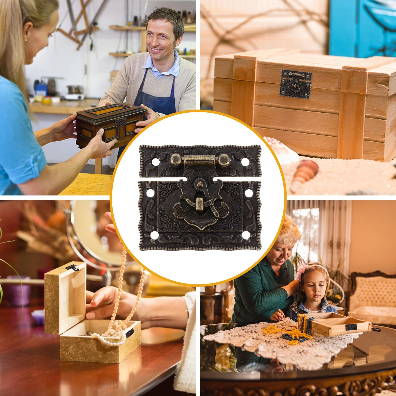 

4Pcs Sturdy Zinc Alloy Retro Box Locks Vintage Jewelry Case Buckles Style Easy Install Durable Retro Box Latches