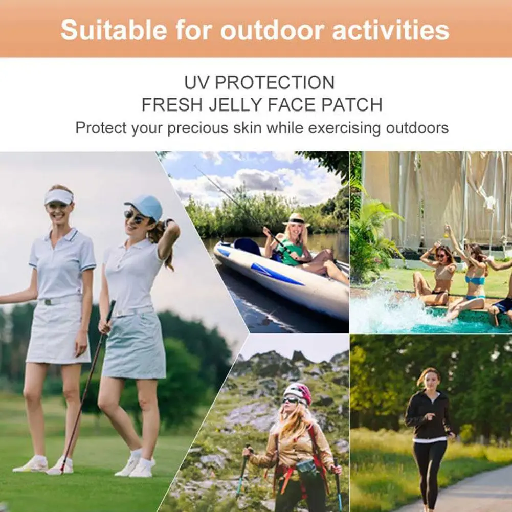 5 Stuks Uv Gezicht Patch Golf Zonwering Voor Outdoor Activiteiten Stickers Sunblock Gel Patches Bevochtigende Gel Oogmasker