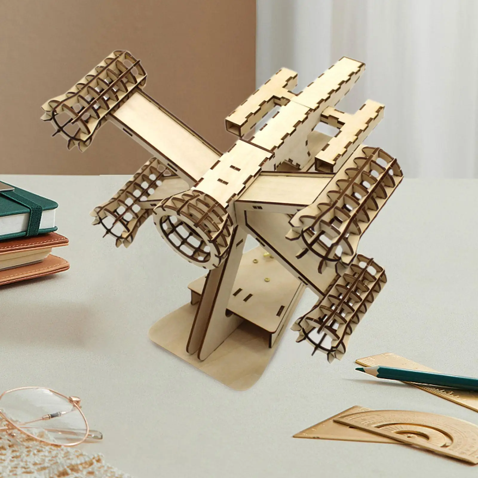 Kit de construcción de rompecabezas de nave espacial de madera, juguete de ensamblaje de madera 3D para regalo de cumpleaños