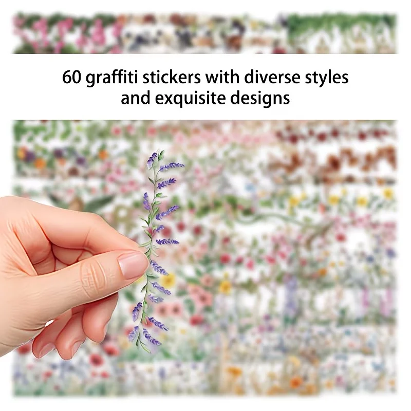 60 florale Tagebuch-Spitzenaufkleber und wasserfeste Aufkleber eignen sich für Laptops, Kühlschränke, Koffer, Desktops und Schneidegeräte – Detail 5
