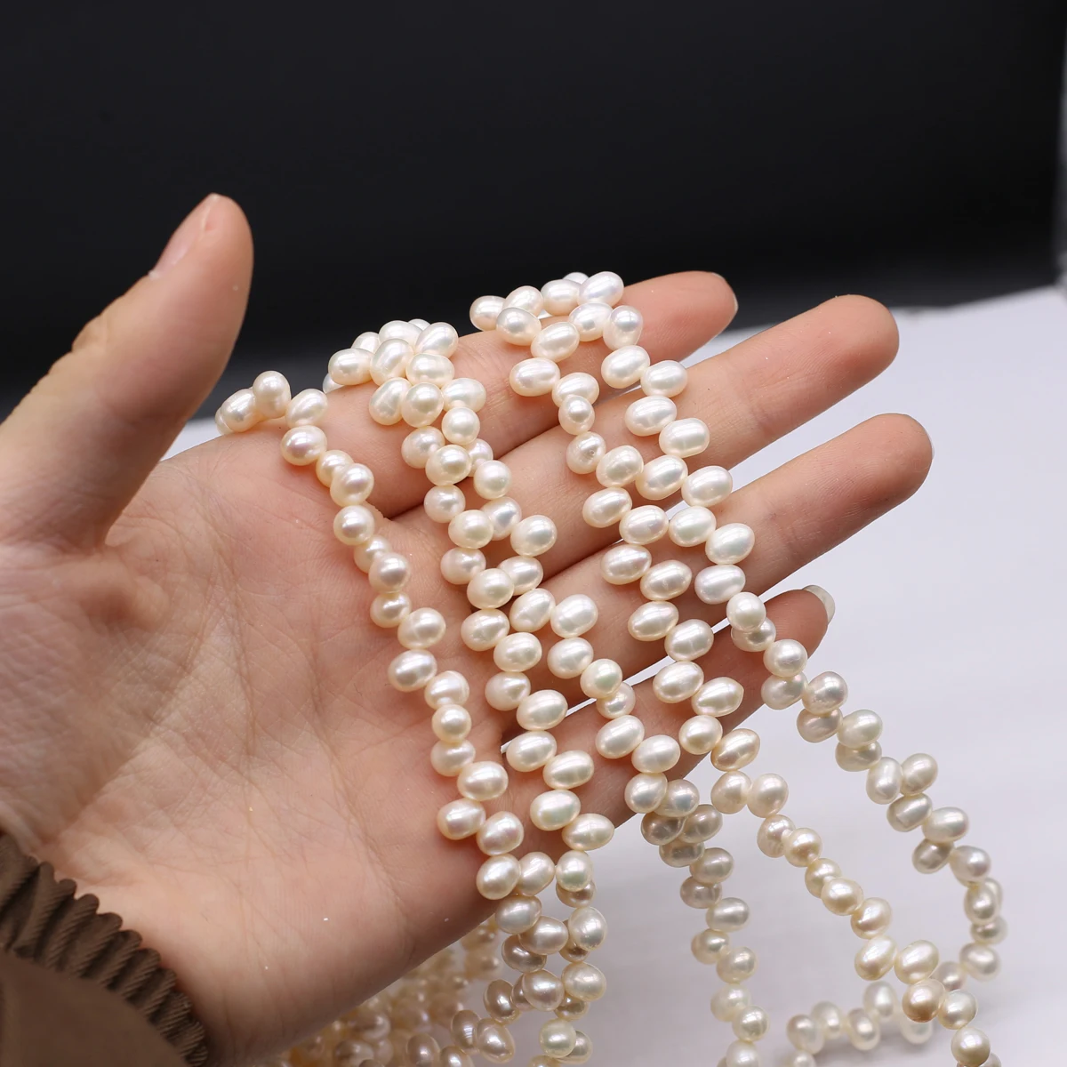 White Natural Freshwater Pearl Rice Shaped Bead Jewelry Making DIY Necklace Bracelet Accessories Gift