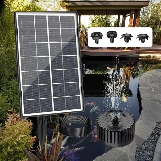 3.5W solar fountain pump, solar fountain bird bath pump with nozzle, suitable for garden, pond, swimming pool outdoor decoration