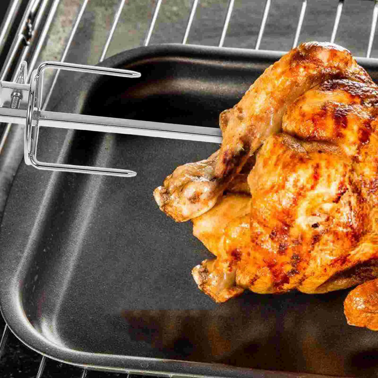

Oven Grill Stainless Steel Forks Air Fryer Accessories Food Tweezers Bbq Kitchens Rotating Chicken Tool Fish Meat Grilled