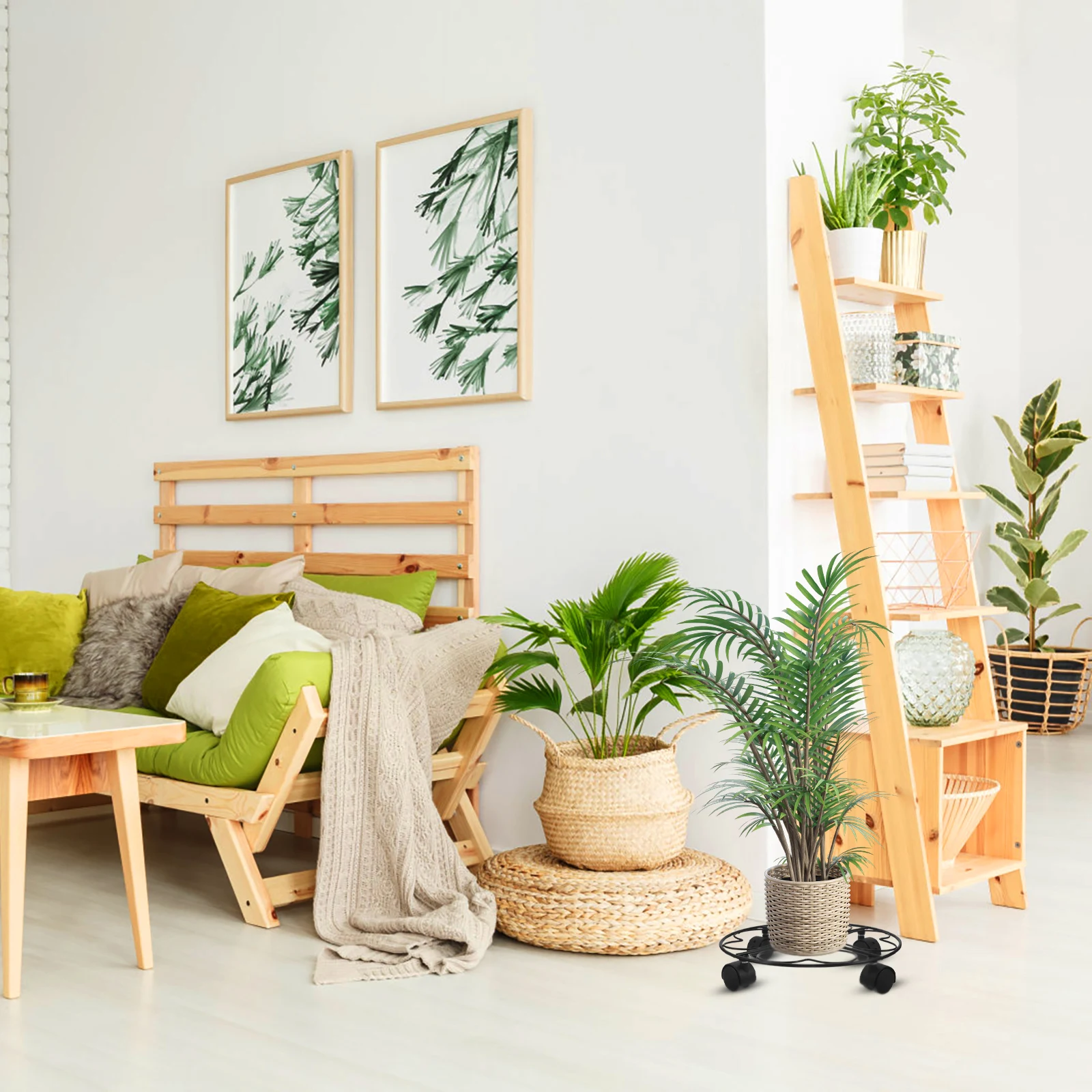 

Heavy Duty Rolling Plant Stand Movable Planter Holder with Wheels Chic Design for Indoor Outdoor Garden Decorative Flowerpot