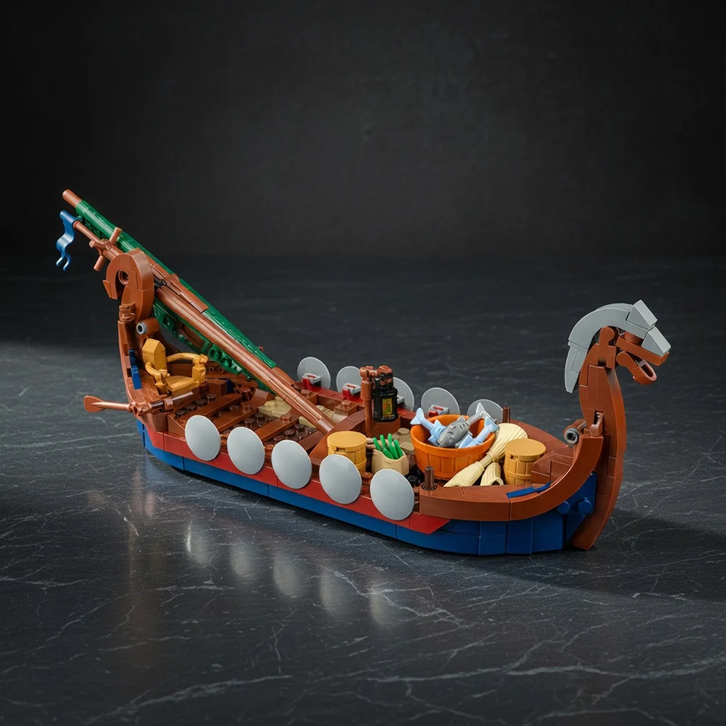 

Viking Longship Building Blocks Set Medieval Nordic Warship Model DIY Assembly Brick Toy Home Display Collection Gift
