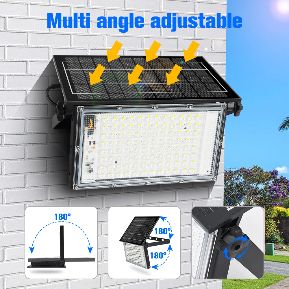 Portable Solar Flood Light Outdoor Flodable LED Work Light Solar Powered Waterproof Security Garden Lights with Remote Control