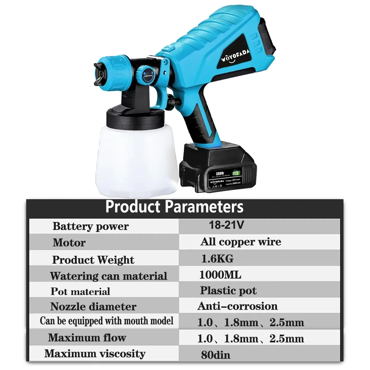 1000ML elektryczny pistolet natryskowy dużej mocy bezprzewodowy pistolet natryskowy HVLP meble samochodowe powłoka stalowa aerograf do baterii Makita 18V