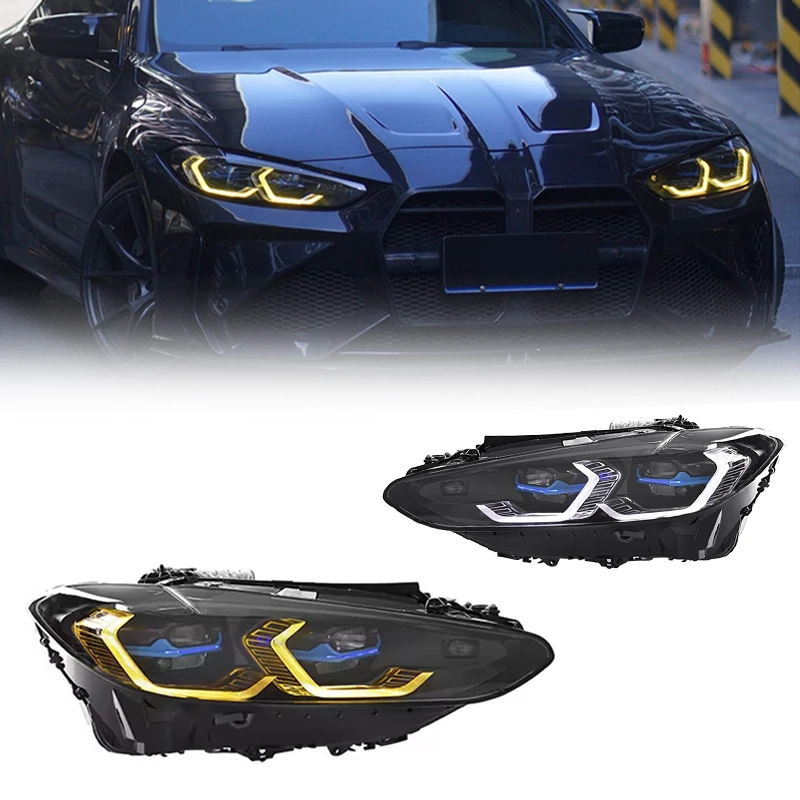 For BMW M3 M4 Front Light 4 Series G82 G22 Headlight 2020-2023 Lci Front Lamp Upgrade Switchable DRL Color Headlights