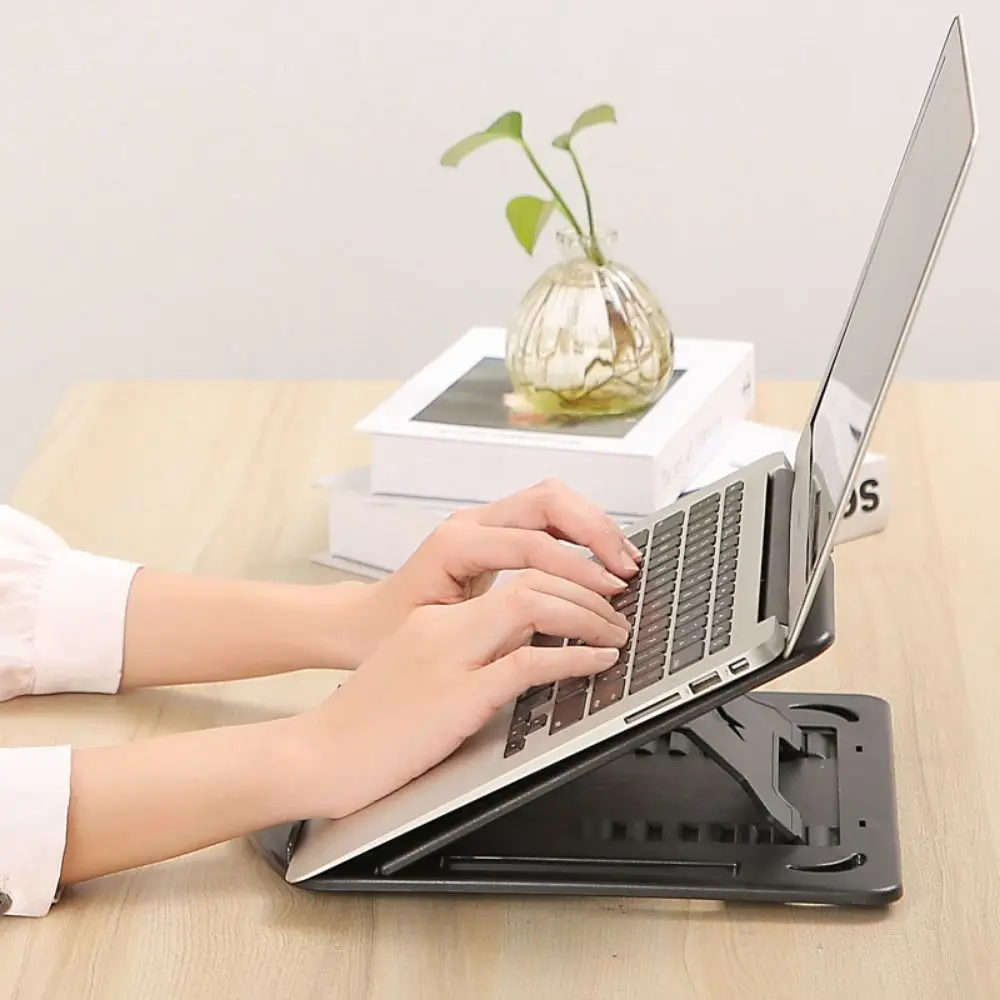 

Plastic Laptop Stand With Phone Holder Non Slip Desktop Holder Multiple Height Foldable Ergonomic Laptop Riser Desk Tablet Phone